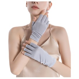 SCOLORKI Silk Gloves, 100% Silk, Women's, UV Rays, Smartphone Compatible, Anti-Rough Hands, Sunburn Protection, Night Gloves, Hand Care, Moisturizing, Heat Retention, Thin, For Sleeping, Dry Reduction, Fingertip Cut