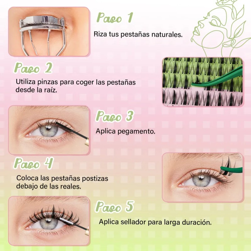 Kit de Extensiones de Pestañas Raíces Invisibles Keyyou Fairy Espesor