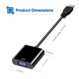 Azuxreza USB to VGA Adapters,USB 3.0/2.0 to VGA Adapter Multi-Display Video Converter- PC Laptop Windows XP 7/8/8.1/10,Desktop, Laptop, PC, Monitor, Projector, HDTV