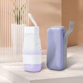 Xiuying Feng Mini Umbrella for Travel, Small Umbrella for Purse with Case for Sun and Rain, Sun Umbrella with UV Protection, Lightweight & Compact Umbrella for Women Men Kids(Cypurple)