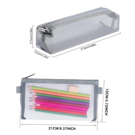 4 Pieces Mesh Pencil Case,2 Size Clear Exam Pencil Zipper Pouch,Nylon Pencil Storage Organizer,for Office Supplies School Supplies Cosmetic Makeup and Travel Accessories(2 Black and 2 Grey)