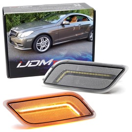 iJDMTOY Semi-Clear Lens Amber Full LED Strip Front Bumper Side Marker Lights Compatible With 2010-2013 Mercedes W207 E-Class 2-Door Coupe/Convertible, Powered by SMD LED, Replace OEM Amber Lens
