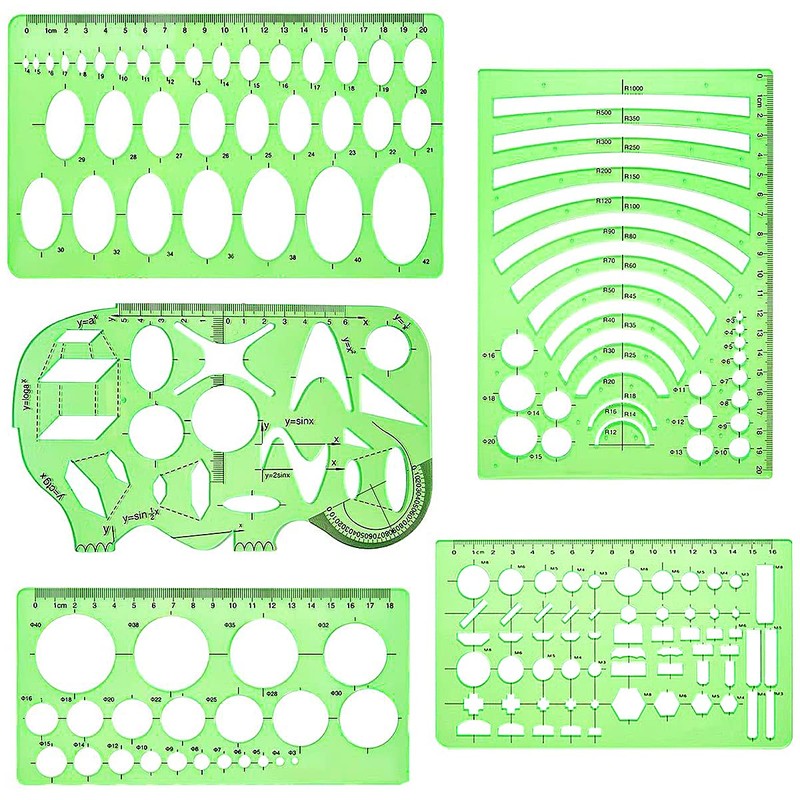 VOANZO 11 PCS Geometric Drawings Templates For Drawing Engineering Drafting