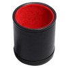 Black PU Leather Red Felt Lined Dice Cup with Ivory