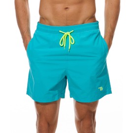 YSENTO Swimwear, Men's Surf Pants, Plain, Amphibious, Ocean Pants, Half Pants, Elastic Waist, Breathable, Quick Drying, Board Shorts, Beach Shorts, light blue,