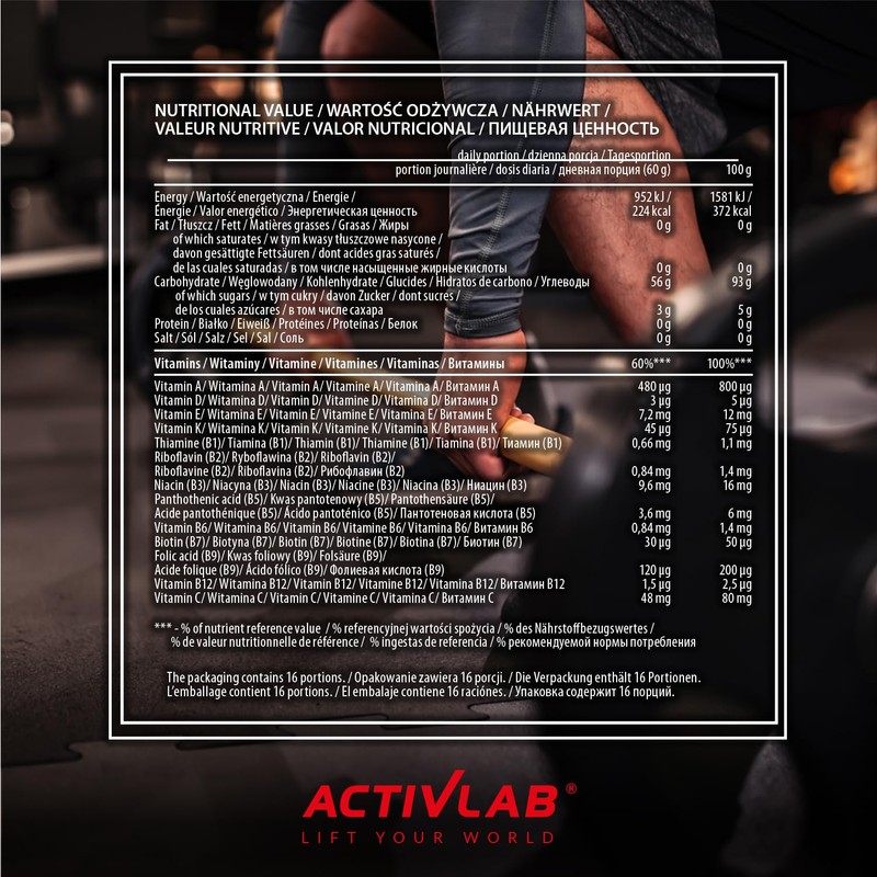 Activlab CARBOMAX 1000g, Kohlenhydrat mit Vitaminen, Energie und Glykogenauffüllung, für