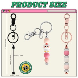 SALUOKE 12pcs Blank Beaded Keychain Bars DIY Accessories Metal Beaded Keychain Detachable Key Chain for Pendant DIY Crafts Jewelry Making Gift (Elegant)