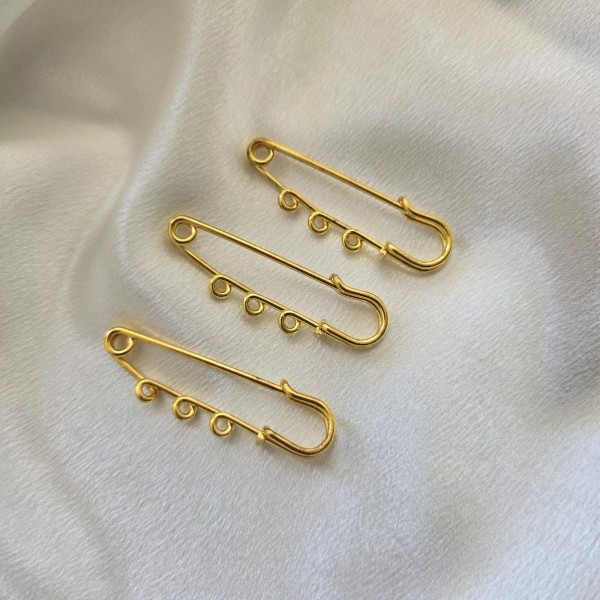 Unbranded Iron Safety Pin Brooch Findings, 3 Loops Kilt Pins