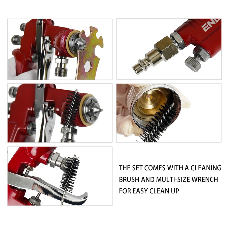 ENDOZER Professional Siphon Feed Spray Gun for Paint, Red Handle,
