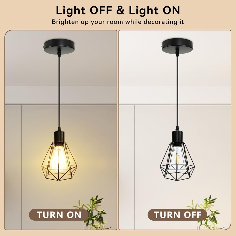 HiBay Pendant Light Height Adjustable, Black Ceiling Lights E27 Metal