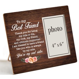 Nurawo Thank You Gift for Friends Female, Friendship Gifts for Women Friends, Bestie Gift Ideas, Gifts for Best Friend Wood Picture Frame for Tabletop or Wall Display (for 4x6 Photo)