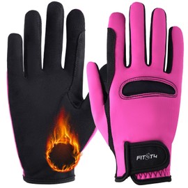 FitsT4 Sports Children's Riding Gloves Winter Grip Non-Slip Gloves Riding Children Boys Girls with Touchscreen Design for Riding Sports, Pink, L