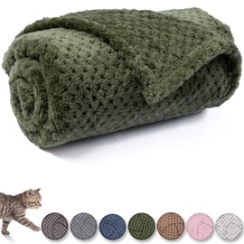 Dog Blanket or Cat Blanket or Pet Blanket, Warm Soft Fuzzy Blankets for Puppy, Small, Medium, Large Dogs or Kitten, Cats, Plush Fleece Throws for Bed, Couch, Sofa, Travel (L/40" x 48", Dark Green)