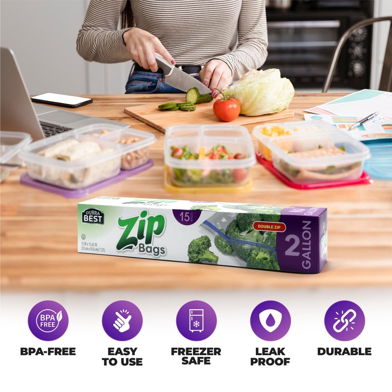 DURRA BEST. 2 Gallon Extra Large Storage Zip Bags -