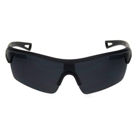All Black Mens Sport Half Rim Plastic Sunglasses Shiny Black