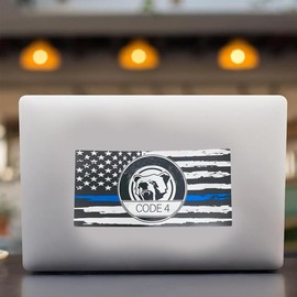 Thin Blue line Sticker Code 4,Thin Blue Line Flag Car Decal,Police Support Stickers American Flag Thin Blue Line Decal for Cars Trucks Window Laptop
