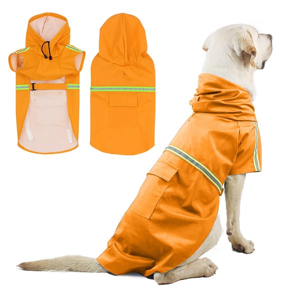 PETCUTE Dog Raincoat - Waterproof Coat with Hood, Collar &