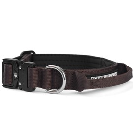 BULLYBREED Premium Dog Colar with Handle, Heavy Duty Dog Collar, Tactical Dog Collar, Quick-Release Metal Buckle, Puppy Collar, Dog Collar for Small Dogs, Dog Collar for Medium Dogs (Brown, Small)