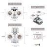 4pcs Shower Door Twin Rollers - 2 Top & 2