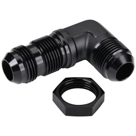 Podavelle 12AN Male Flare 90 Degree Bulkhead Fitting Adapter with 12AN Nut Aluminum Black