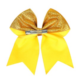 7" Large Glitter Cheer Hair Bows Clip for Girls and woman - Sparkling Yellow