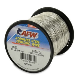 American Fishing Wire Stainless Steel Single Strand Trolling Wire, Bright, 30-Pound/1000-Feet