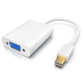 CSL - Full HD Mini DisplayPort to VGA Adapter with Audio Transmission - 3.5 mm Stereo Jack Socket + Micro USB Socket - Compatible with MacBook/Pro/Air/iMac/Mini - Monitor Projector - White