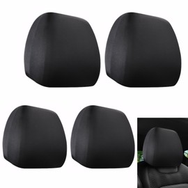 Xorim 4 Pcs of Headrest Covers for Cars, Car Headrest Cover, Including Front and Rear Rows, Wear-Resistant and Dirt-Resistant, Widely Applicable to Various Models (Black)