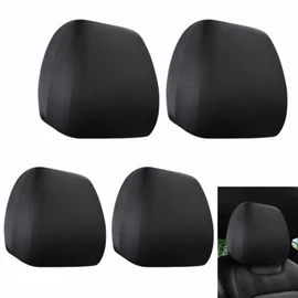 Xorim 4 Pcs of Headrest Covers for Cars, Car Headrest Cover, Including Front and Rear Rows, Wear-Resistant and Dirt-Resistant, Widely Applicable to Various Models (Black)