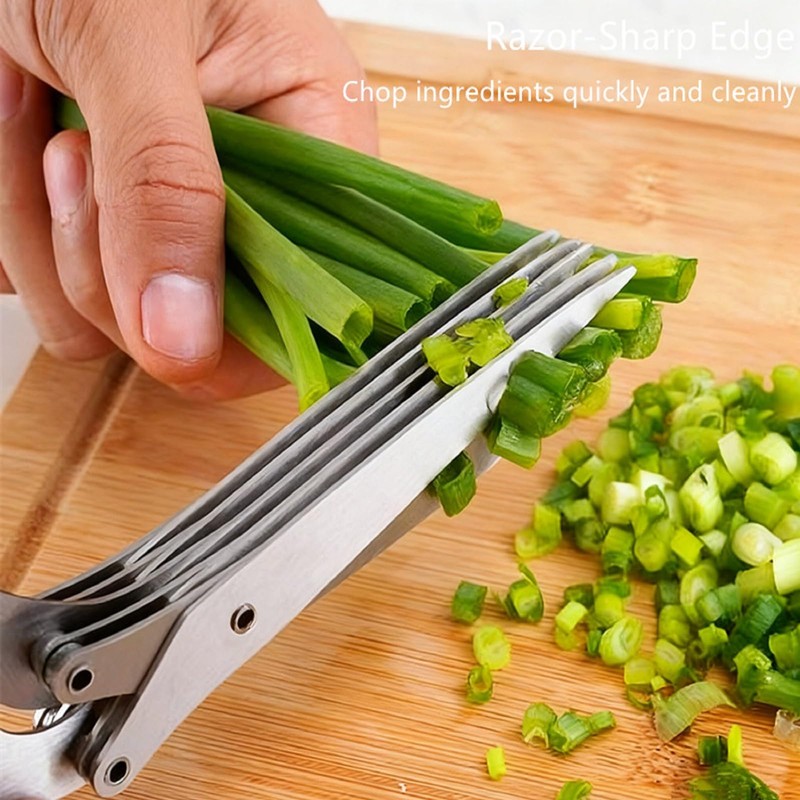 Bestac 5-Blade Herb Scissors Kitchen & Cooking Shears Sharp Stainless