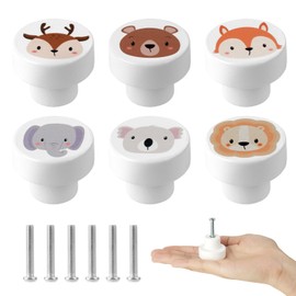 Aolso Wooden Cabinet Knobs, 6PCS Round Furniture Pull Handle, Drawer Knobs with Screws for Wardrobe Drawer Dressing Table Cabinet Nightstand