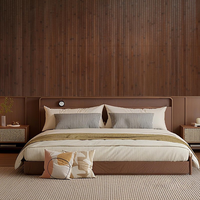 2-Pack Natural Bamboo Wall Panel, 96’’x48’', Coffee