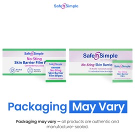 Safe n' Simple No Sting Skin Prep Wipes - 75 Individual 2" x 2" Ostomy Barrier Film Wipes - Skin Prep Protective Wipes - Bandage Medical for Skin