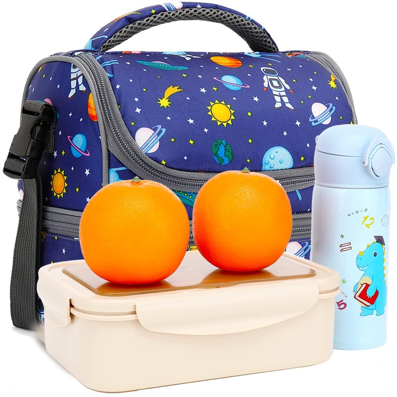 FlowFly Kids Double Decker Cooler Insulated Lunch Bag Large Tote