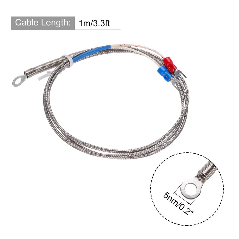 sourcing map K Type Thermocouple Temperature Sensor PT100 5mm Ring