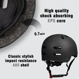 Skateboard Bike Helmet for Adults Women Men Youth Kids (2-3-5-8-14+ Years Boys Girls) - Lightweight Multi-Sport Adjustable Helmets for Bicycle Skateboard Scooter Skate Cycling