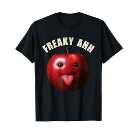 Funny Silly AI Apple gen z Meme BrainRot Humor Tongue Out T-Shirt