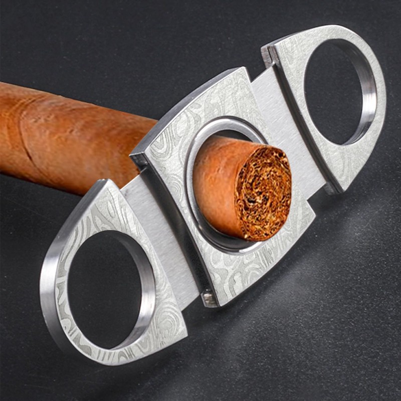 1 Stainless Steel Cigar Cutter, 1 Leather Case, Cigar Tools,