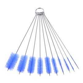 uxcell Straw Cleaner Brush Set, 8.3 Inch Nylon Tube Pipe Cleaners, Set of 10 Stainless Steel Long Straw Brush for Drinking Straw, Bottle, Tube, Cup, Blue