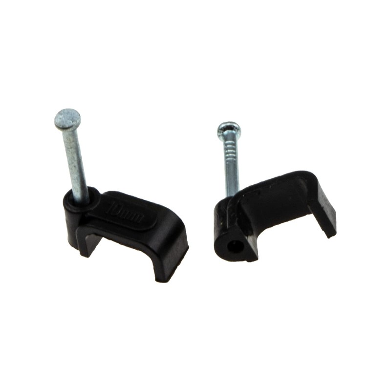 enTie FLAT Black 10mm Cable Clips for RG59 Shotgun Cable