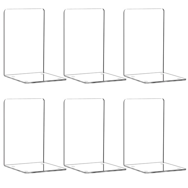 Book Ends, Acrylic Bookends, Clear Book Holders for Shelves, Book