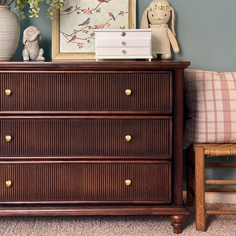 QOGRISUN 10-Pack Solid Brass Cabinet Knobs, Round Ball Gold Knobs