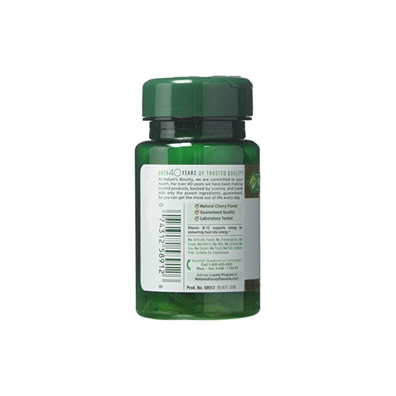 Nature's Bounty Vitamin B-12 5000 mcg, 40 Quick Dissolve Tablets