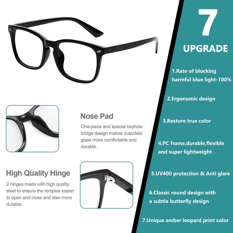 hunsquer Blue Light Blocking Glasses - Women/Men 3Pack Computer Reading