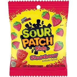 Sour Patch Peg Bag Candy, 3.6 Ounce (Strawberry)