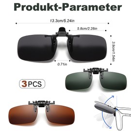 Elegance-go Polarised Glasses Clip, Pack of 3 Sunglasses Clip Men Women Polarised Clip Sunglasses Attachment Clip On Sunglasses for Men Women Driving Travel Outdoor Sports (3 Colours), Teal, ink, dark