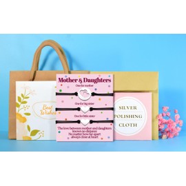 Mom Daughter Bracelets Gifts Mother 2 3 4 Daughters Matching Bracelet Gift for Mommy and Me Bracelets Set for 2 3 4 5 Women Love Heart Matching Bracelets Mothers Day Gifts Birthday Gift Jewelry Ideas,