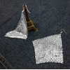 Suyi Trendy Women Earrings Metal Mesh Grid Sequins Tassel Long