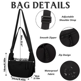 Creaher Crescent Crossbody Bags for Women，Half Moon Bag Nylon Dumpling Bag Sling Crossbody Bag for Travel ，Multi-Pocket Sling Bag Crescent Tote Bag， Nylon Crossbody Purse Shoulder Bag