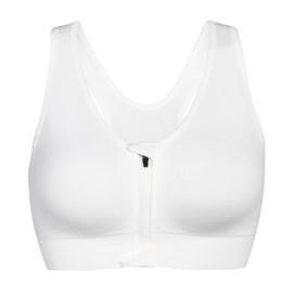 CLOUSPO Sports Bra Post Surgery Bra Zip Front Wireless with Removable Pads Yoga Bra for Workout Fitness(M,White)